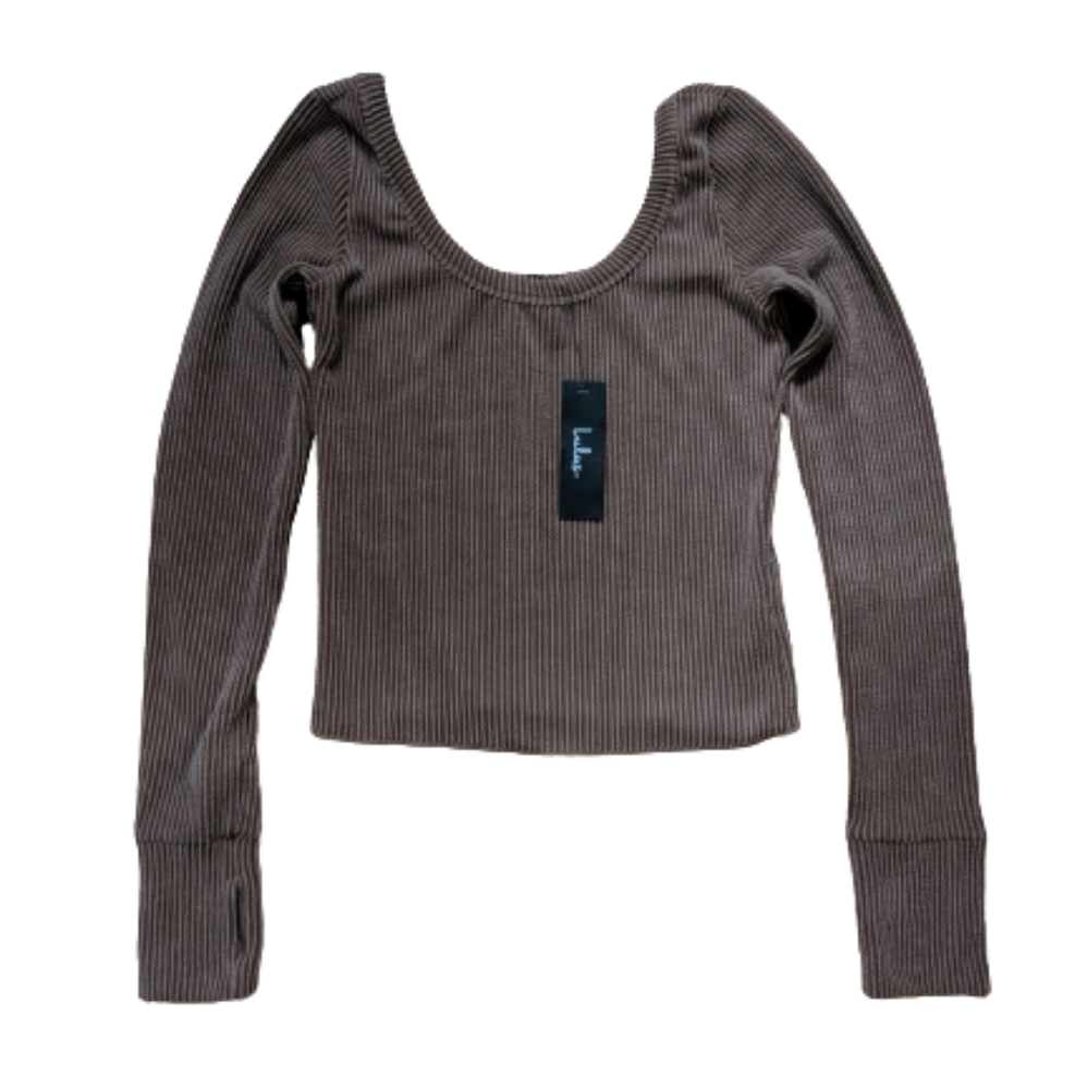 Lulu's Brown Ribbed Scoopneck Crop Top New With Tags Size Small